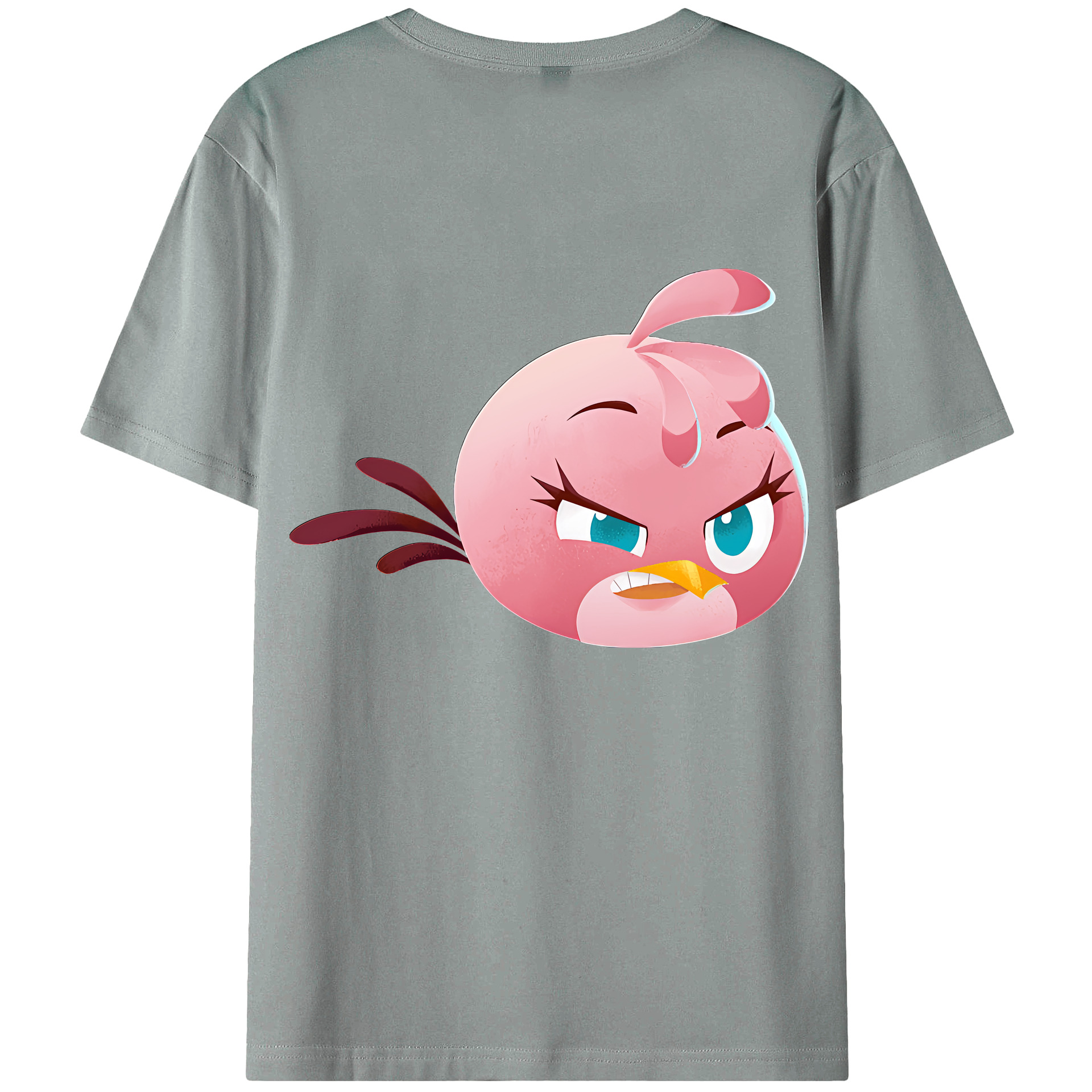 （画像用） Angry Birds アングリーバード 綿100％ メンズ半袖Tシャツ（バックプリント） 通気性